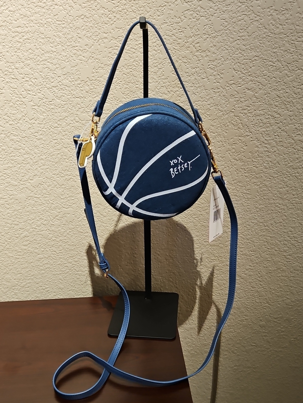 Betsey Johnson Denim Basketball Crossbody Purse - XOBALLER